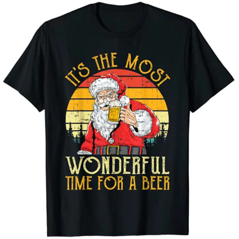 

It's The Most Wonderful Time for A Beer Christmas Vacation Men Xmas T-Shirt Graphic Tee Shirts