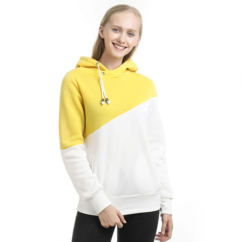 

Women Hoodies Women Autumn Winter Sweatshirt Tops Hoodie Patchwork Drawstring Hooded Fashion Long Sleeve Pockets Top