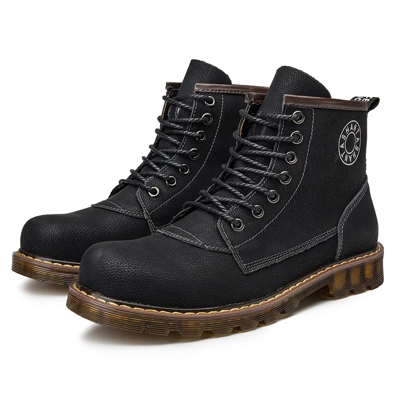 Новинка брендовые Зимние удобные мужские ботинки из натуральной кожи в стиле