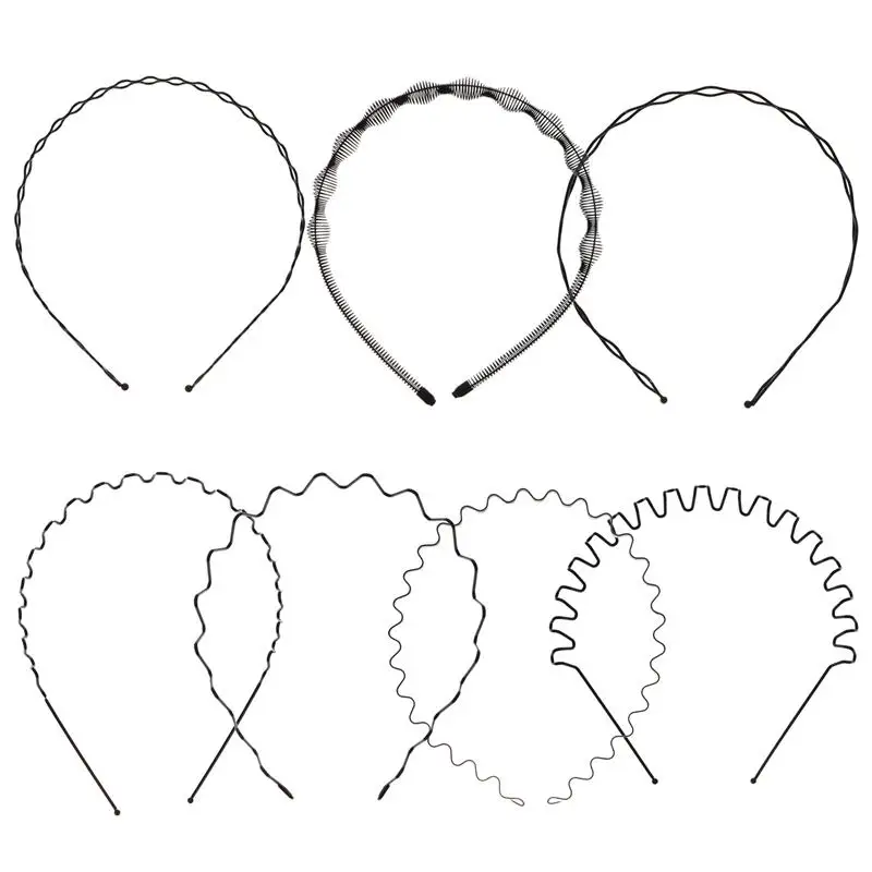 

7Pcs Metal Headband Fashion Sports Wavy Hairband Spring Headband Hair Accessories