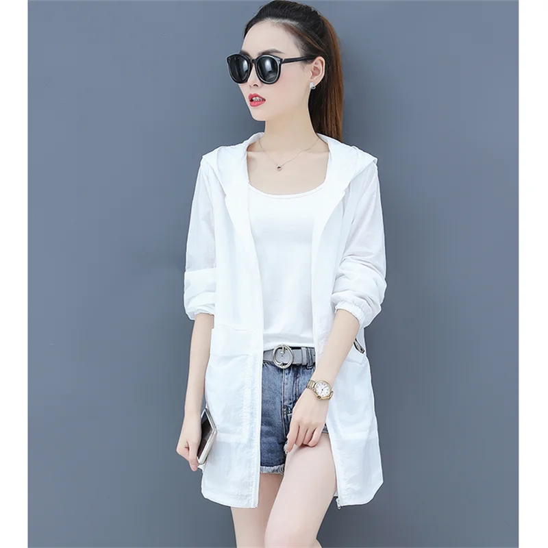 2020 летняя Солнцезащитная одежда Женская куртка с капюшоном модное тонкое пальто