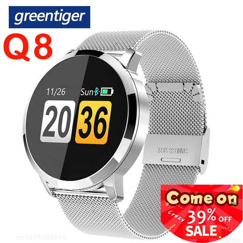 Смарт часы Greentiger Q8 мужские фитнес трекер пульсометр водозащита IP67 функция