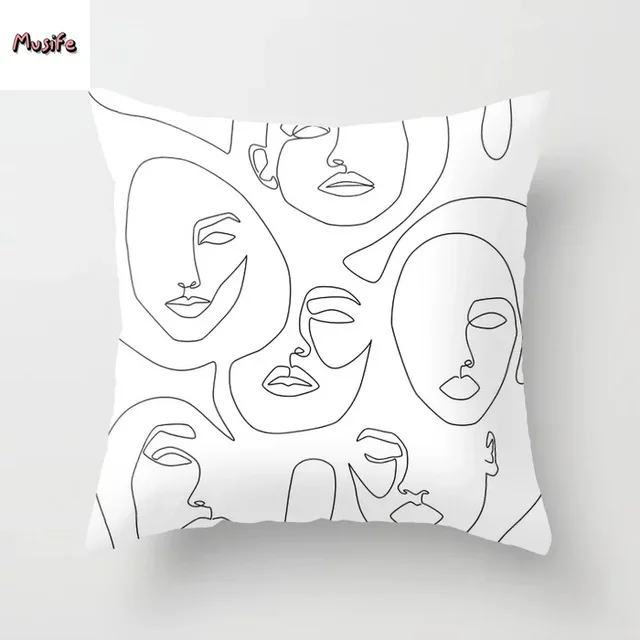 

Black and White Polyester Printing Household Cushion Cover Square Portrait Cushion Cover Home Hotel Decoration Cushion Cover ..