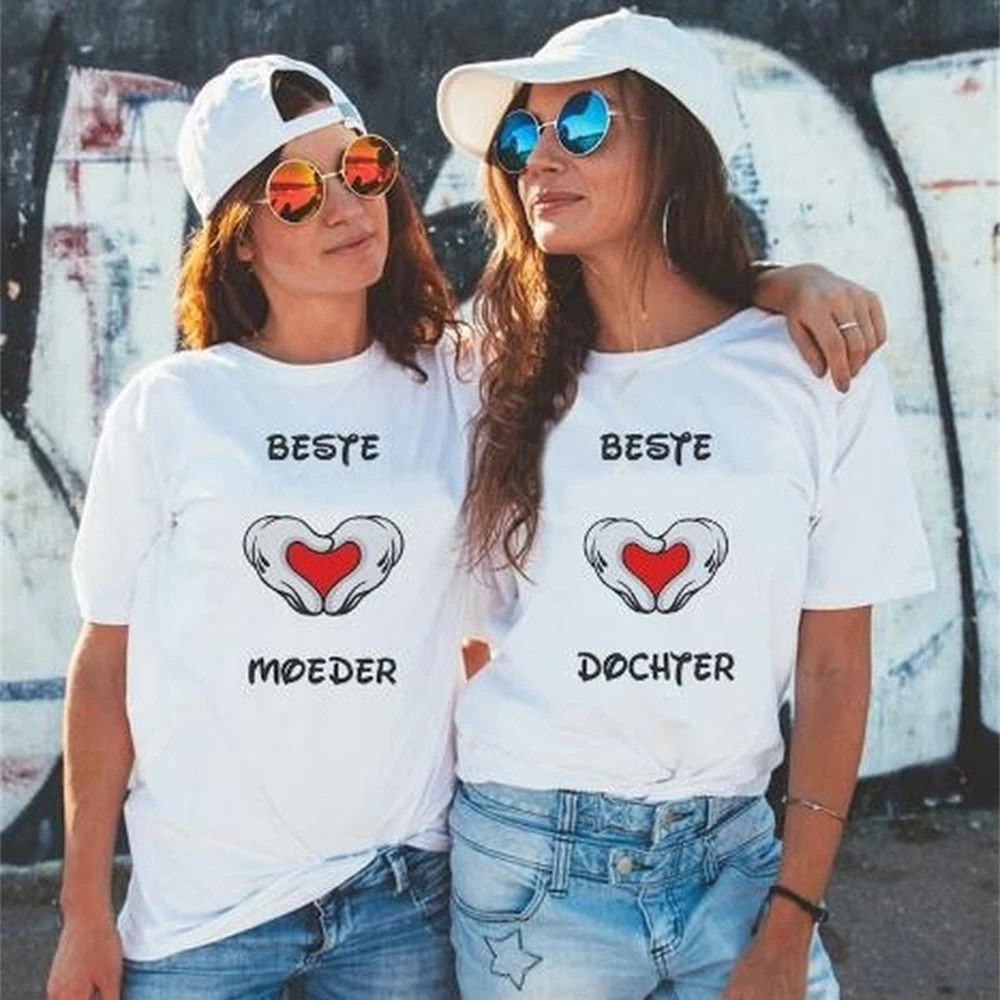

Best Friends Heart Print T Shirt Women Short Sleeve O Neck Tshirt Summer Women Tee Shirt Tops Camisetas Mujer
