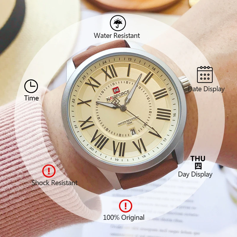

NAVIFORCE Luxury Brand Watches for Men Quartz Sports Man Watch Military Sport Waterproof Leather Male Clock Relogio Masculino