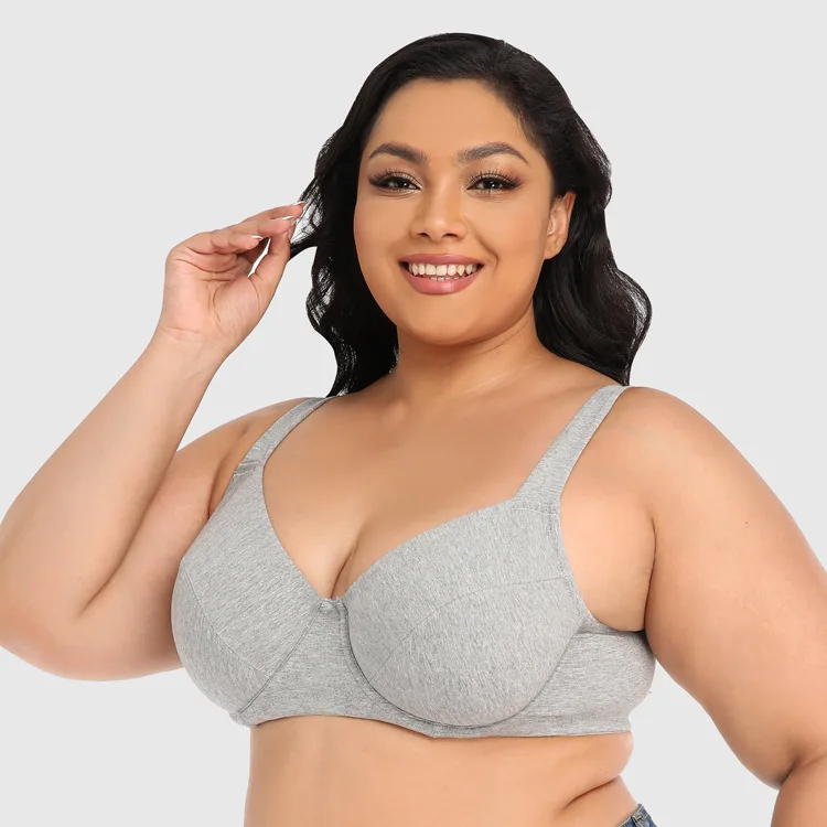 Seamless Bra Underwire Cotton Bralette Comfortable Push Up Full Coverage 80-90 95 100 105 110 115 C D E F Cup Plus Size Lingerie