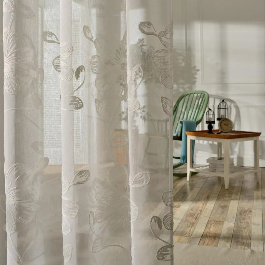 Деревенские Изящные цветочные цветы ручная вышивка прозрачные жалюзи