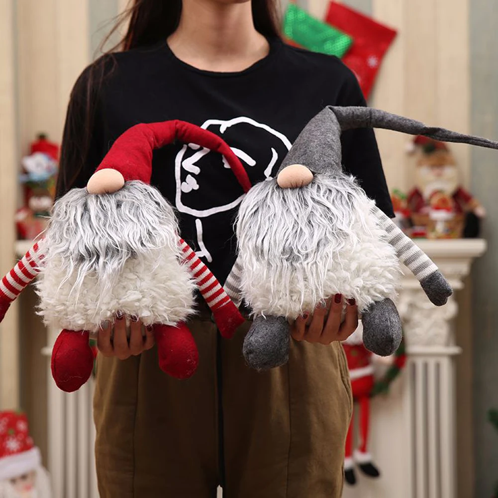 30cm red santa Настольный эльф, украшение, полосатый гном, стоящий, шведский, детские подарки, игрушки, домашние фигурки, праздничный плюшевый отец, Рождественская кукла, Безликий - Цвет: 30cm red santa