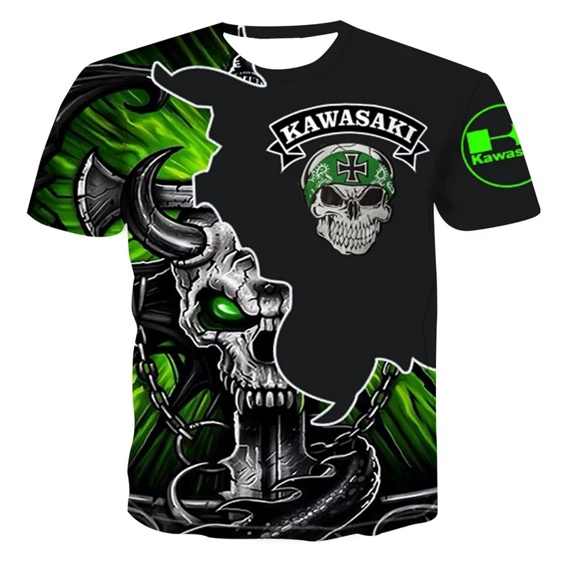 

Short-sleeved T-shirt 2021 Hot 3d Printed Skull Pattern Chain Skull Costume Green Magical Graphic Funny Men's Summer T-shirt