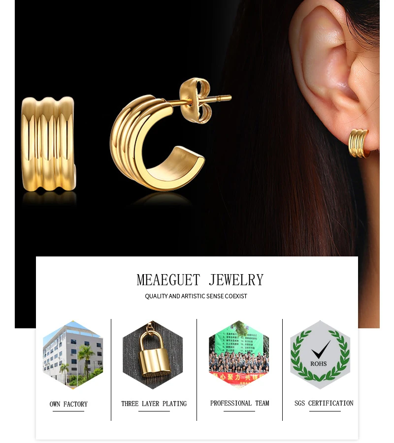 

Double C Logo Stainless Steel Charm Party Stud Earrings In Gold Tone Fashion Earrings Girlfriend Gifts