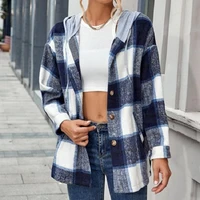 autumn winter 2021 women top button jacket coat fashion casual vintage plaid elegant single breasted long sleeve outerwear tops