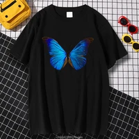 beautiful blue butterfly printing tops short sleeve fashion tshirts summer tee shirts casual vintage tees shirt