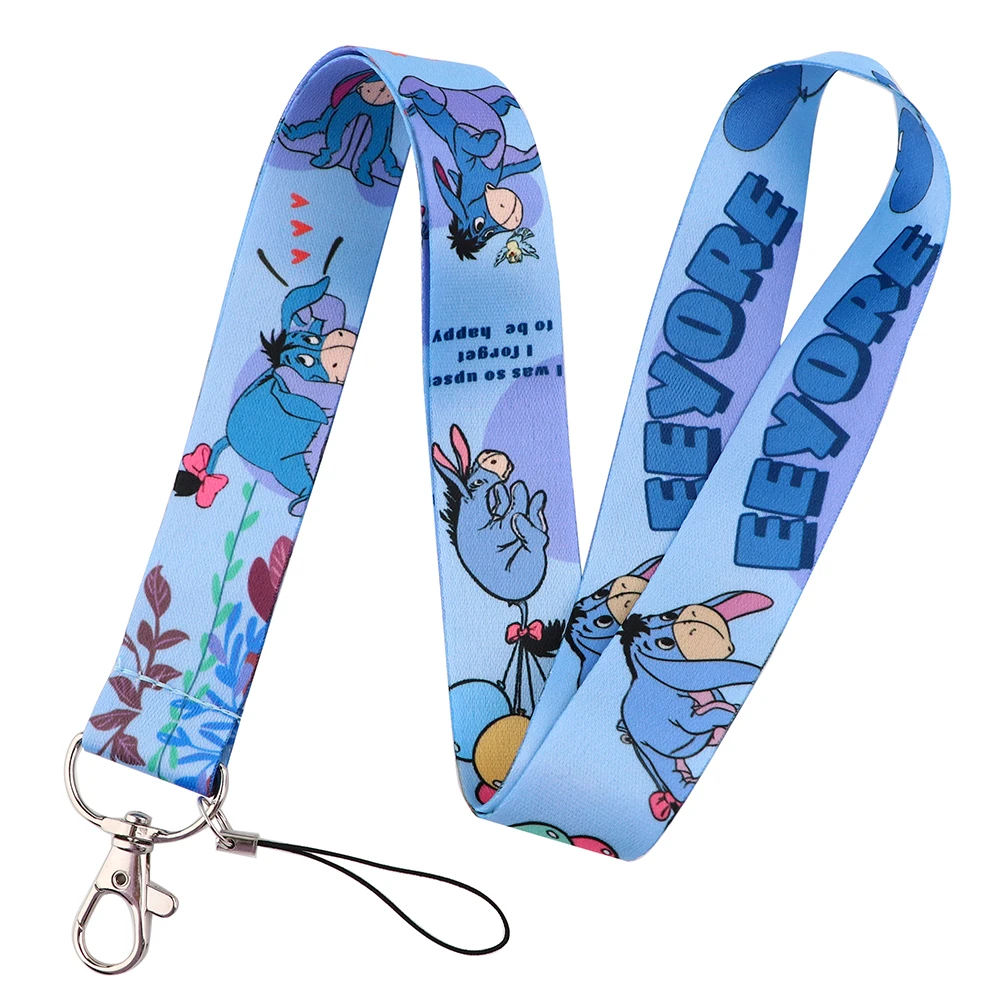 yq287 pooh bear winnie lanyard donkey eeyore phone strap fashion key cord for usb pendants id card badge holder lariat accessory free global shipping