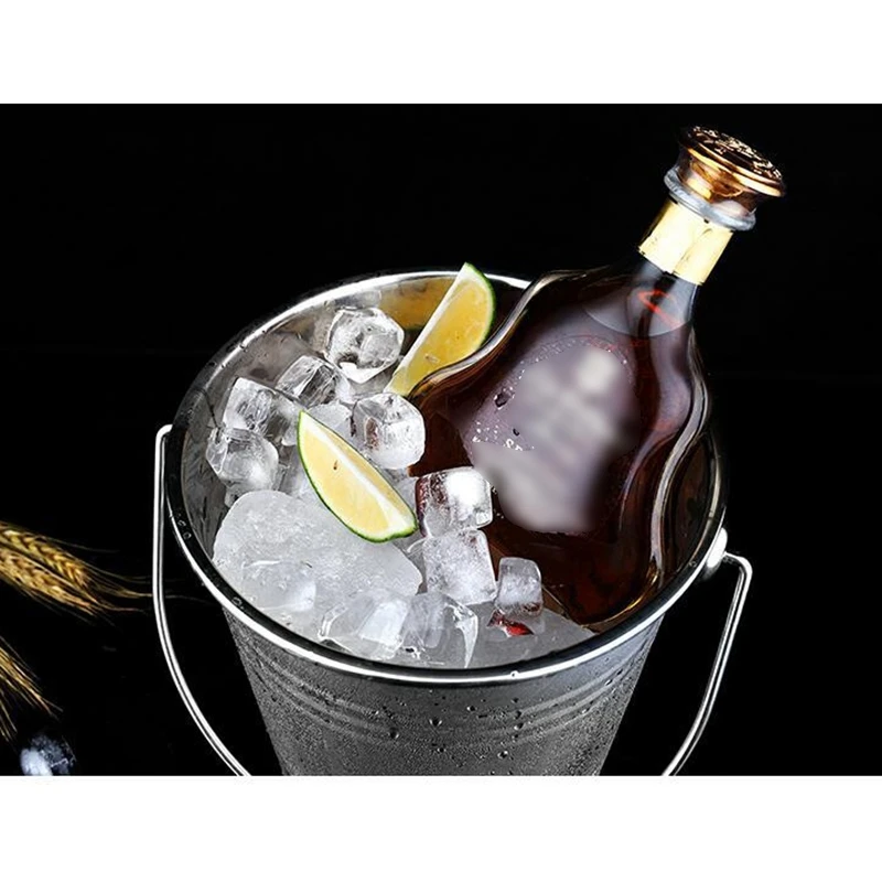 

2 Pack Stainless Steel Ice Bucket with Handle Ice Square Container for Wine Champagne Beer Party Bar Tools