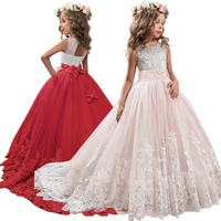girl elegant wedding dress pearl petals girl dress princess party pageant lace tulle long dress for 6 7 8 9 10 11 12 13 14 yrs