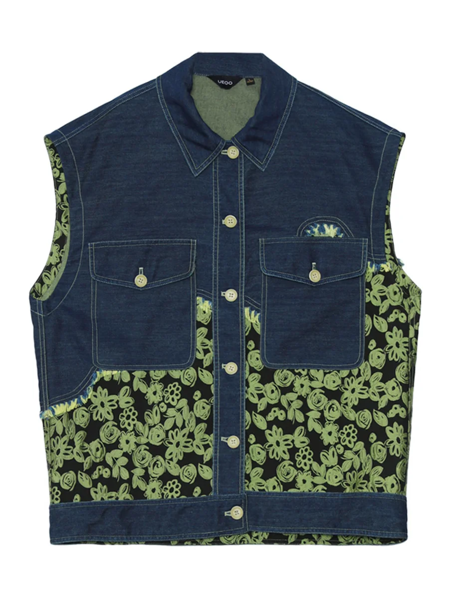 

IRINACH374 Spring Summer 2021 Original Design New Arrivals Jacquard Patchwork Denim Vest Women