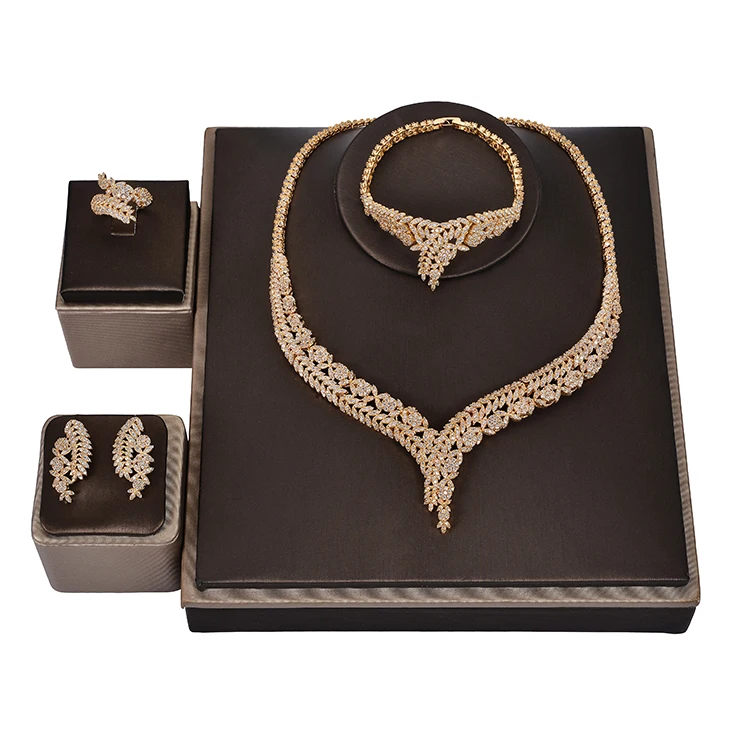 Набор украшений HADIYANA, модное простое ожерелье, серьги, кольцо, браслет, женское ювелирное изделие, свадебные подарки, CNY0047, аксессуары для женщин