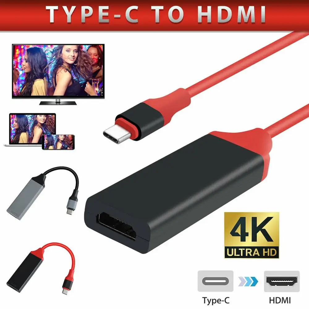 Кабель адаптер USB Type C на HDMI 4K бытовой для MacBook Samsung Galaxy Huawei|Кабели HDMI| |