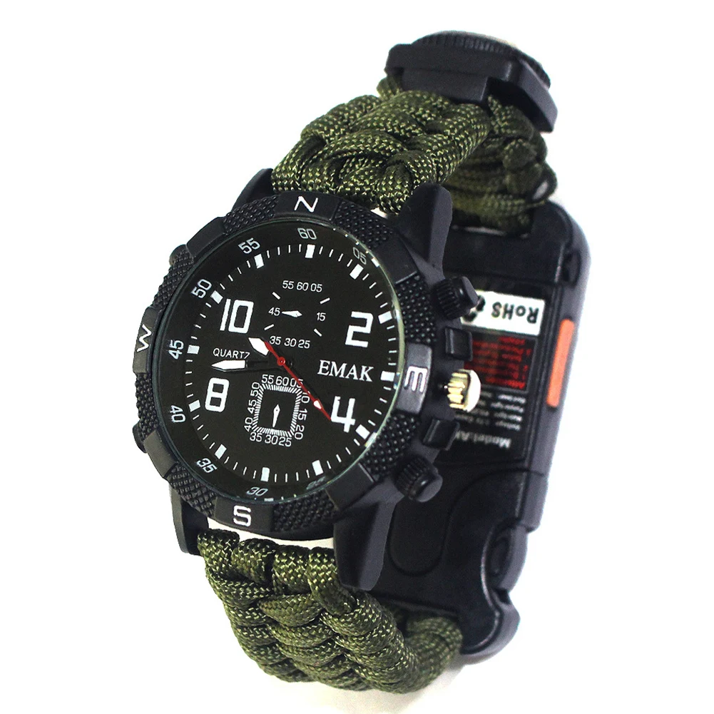 6 in 1 Survival Outdoor Watch EDC Rope Rescue Tactical Camping Multifunction Emergency Safety Equipment Tools Bracelet | Спорт и