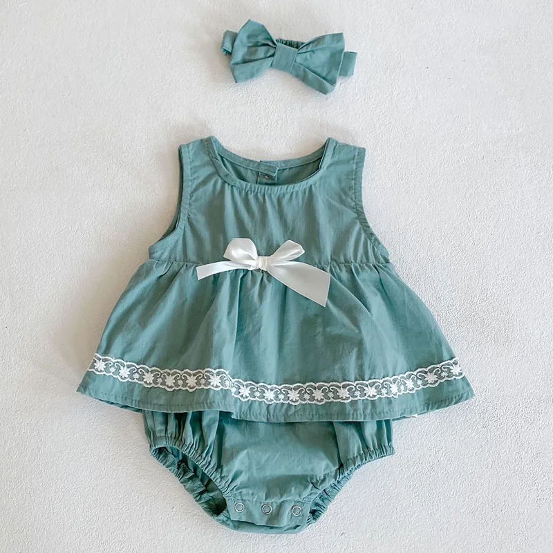 

0-3Yrs Summer Infant Baby Jumpsuits Girls Sleeveless Bowknot Clothes 2021 Baby Girls Clothing Baby Rompers