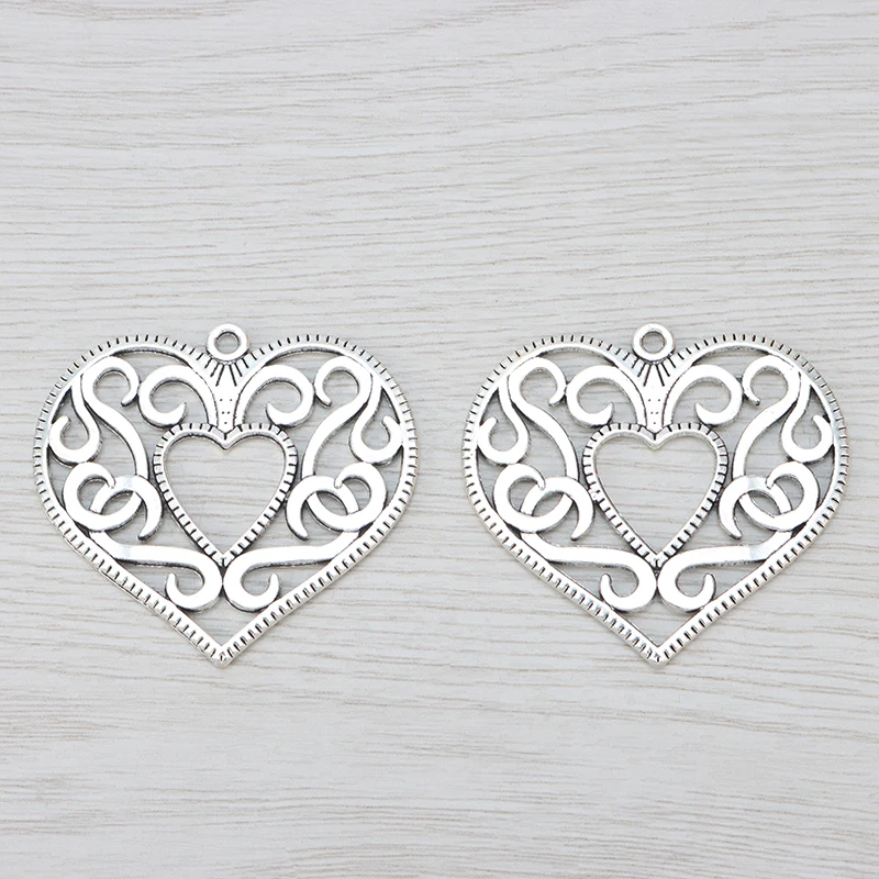 5 х тибетские серебряные большие подвески в форме сердца двухсторонние полые