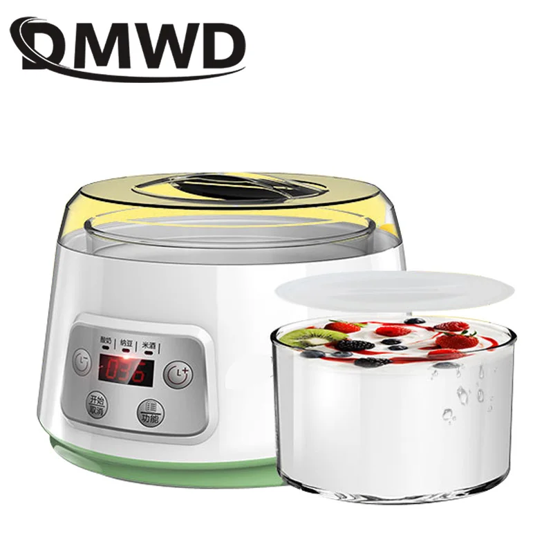 Электрическая Йогуртница с 4 чашками, автоматическая машина для йогурта, рисового вина, пропиточная кислота, natto, машина для изготовления 1,3л, ЕС, США, вилка