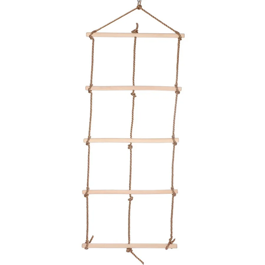 

Outdoor Sports Children Climbing Single-Head Five-Speed Three-Rope Climbing Ladder, Wooden Children Climbing Ladder
