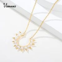 viennois luxury pearl necklace irregular geometric gold color women cubic zirconia pendant necklace romantic wedding jewelry