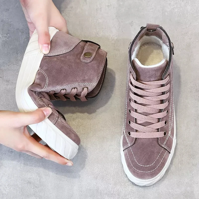 

High-top suede running shoes 2020 winter warm shoes new hot style Platform shoes Internal increase women's sneakers