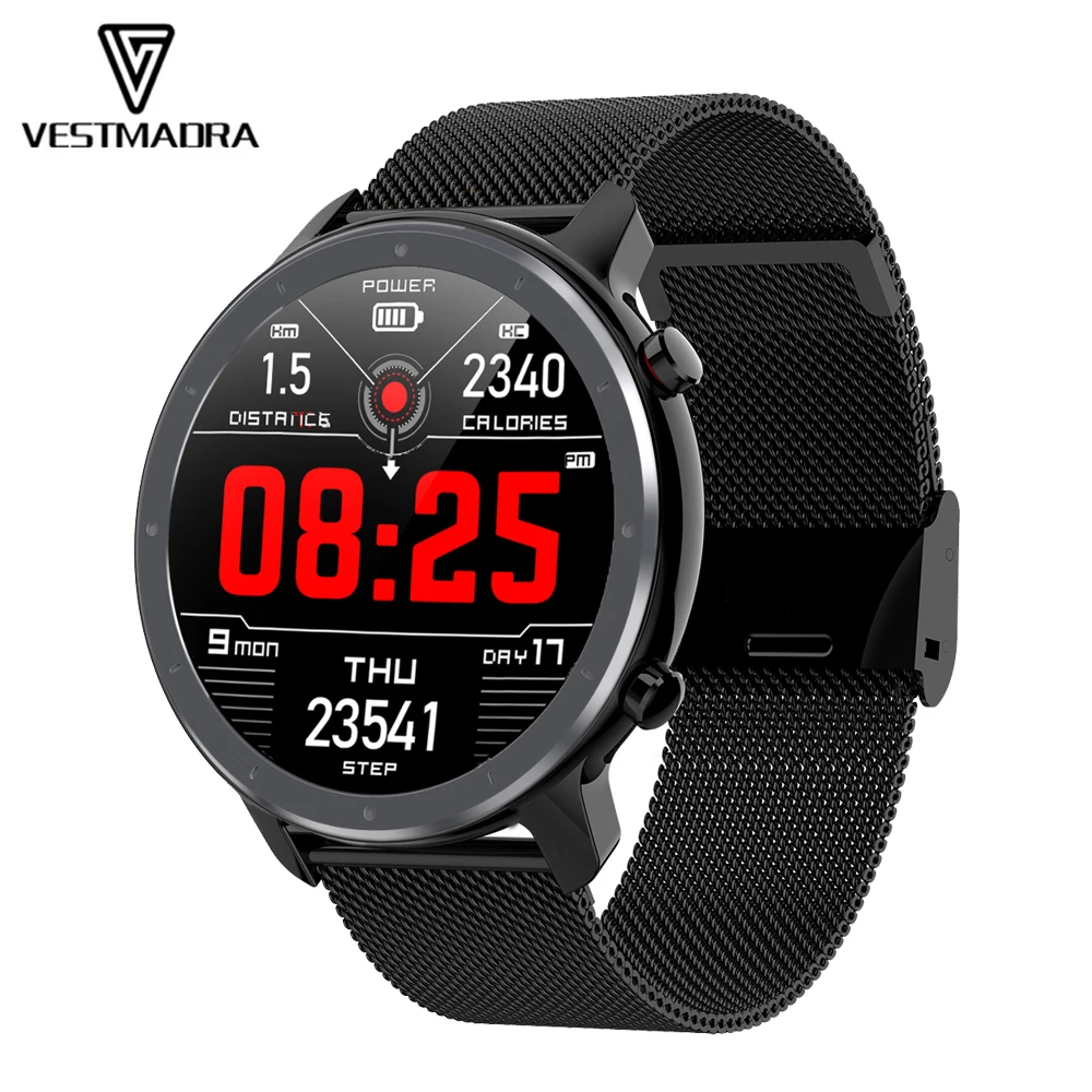 VESTMADRA L11 Смарт часы для мужчин с полным сенсорным круглым экраном пульсометр ЭКГ