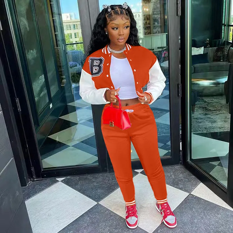 Женский спортивный костюм на пуговицах комплект из двух предметов бейсбольная