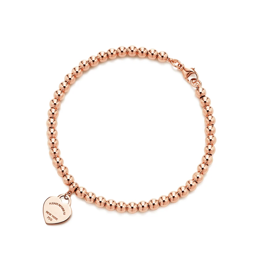 

Fashion cool hot door neutral heart-shaped card 4 mm round bead bracelet