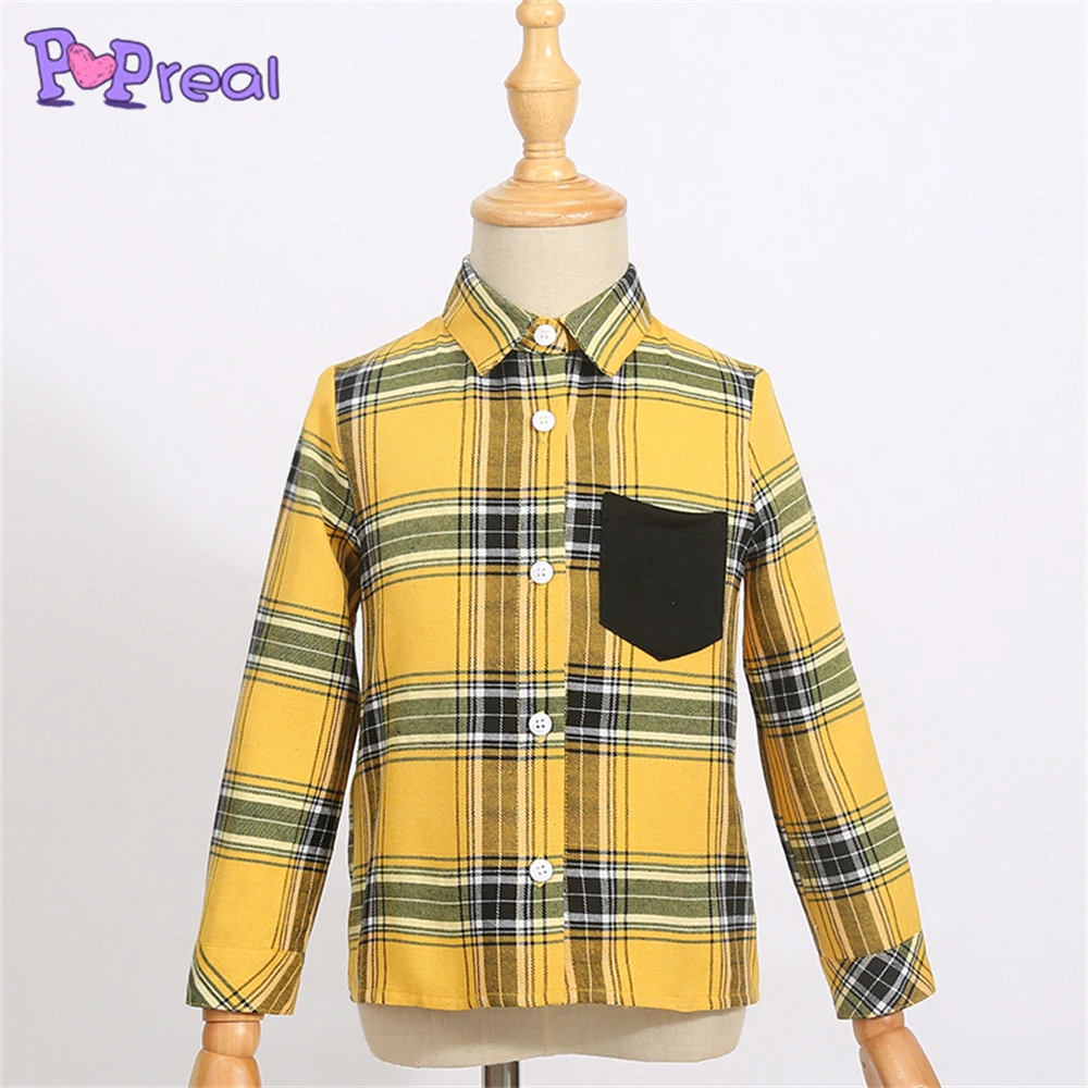 

PopReal LrregularHem Plaid Print Parent-Child Outfit Mother And Daughter Shirt Dress Father And Son Shirt Family Clothing Set