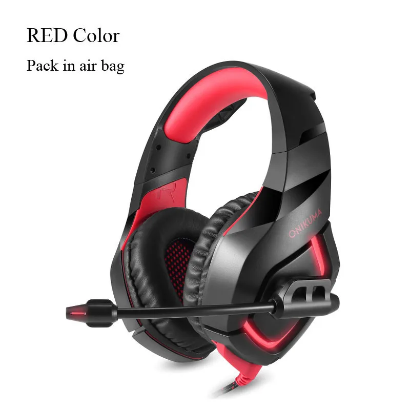 K1 RED ONIKUMA K1-B Игровые киберспортивные гарнитуры Deep Bass Наушники для ПК Gamer со светодиодной подсветкой Микрофон для ноутбука PS4 XBOX - Цвет: K1 RED