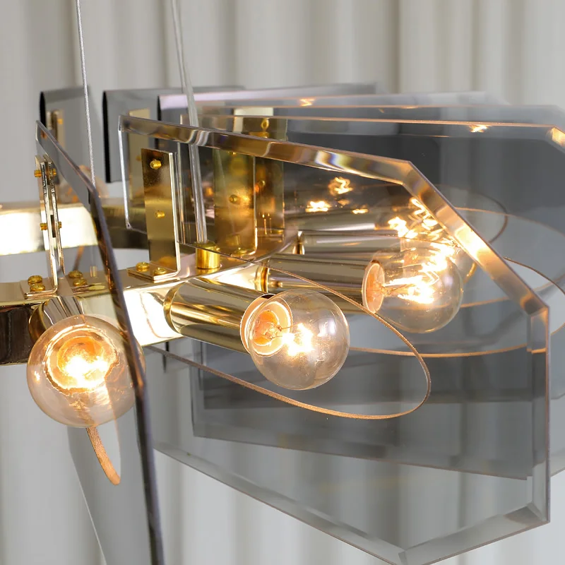 저렴한 현대 거실 펜 던 트 램프 바 Led Luminaire 럭셔리 레스토랑 침실 높은 천장 펜 던 트 조명 블랙 유리 잎 램프