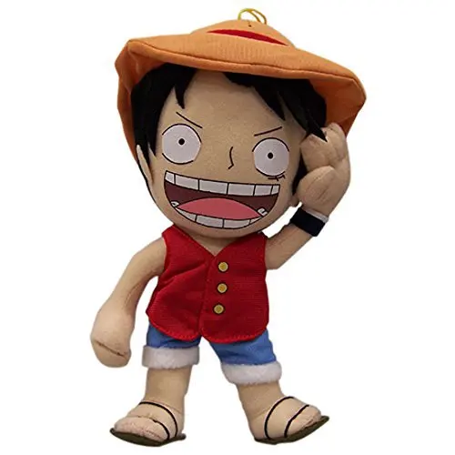 8 видов стилей Аниме цельная соломенная шляпа Luffy Roronoa Zoro Ace плюшевые Мультяшные детские игрушки Kawaii мягкие куклы для детей 23~ 24 см - Цвет: Luffy E