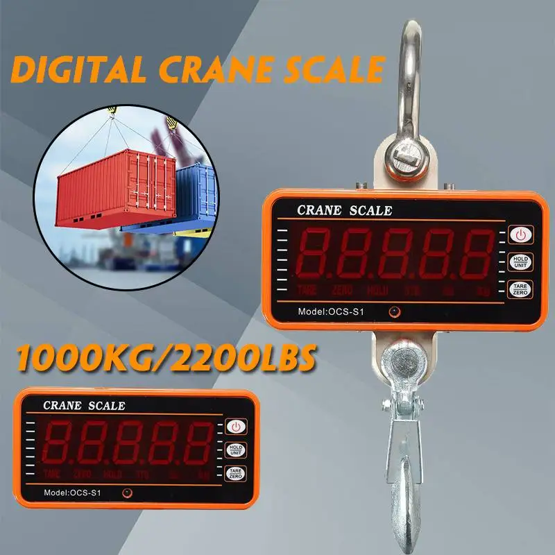 

LCD Digital Electronic Hanging Scale 1000KG 2000LBS Crane Scale High Accurate Heavy Duty Hanging Kitchen Scales Baggage Scales
