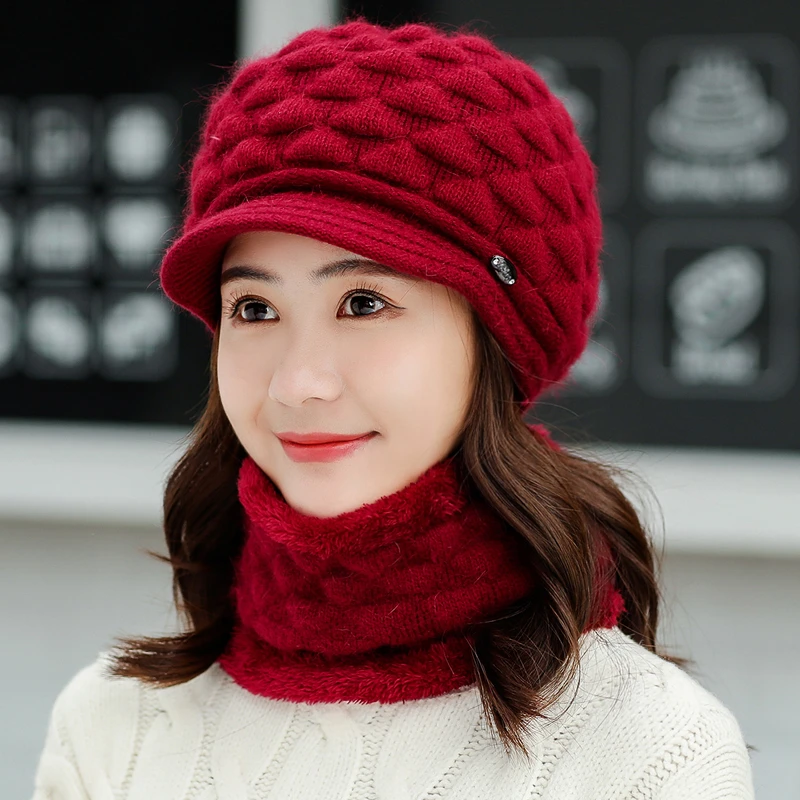 Зимние шапки для мужчин шарф вязанные кепки маска Warm капот Теплые Мешковатые