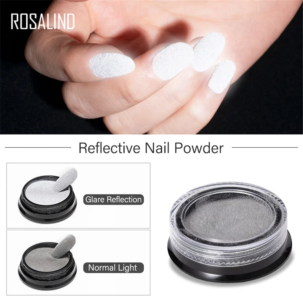 Зеркальный серый и белый цвет светоотражающий порошок для ногтей суперъяркий