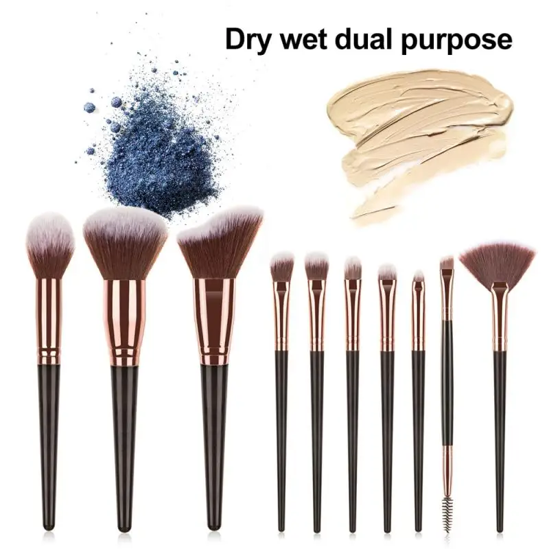 

Набор профессиональных кистей для макияжа, 10 шт., инструменты для красоты, кисть для теней для век, кисть для бровей, кисть для румян, бронзер,...