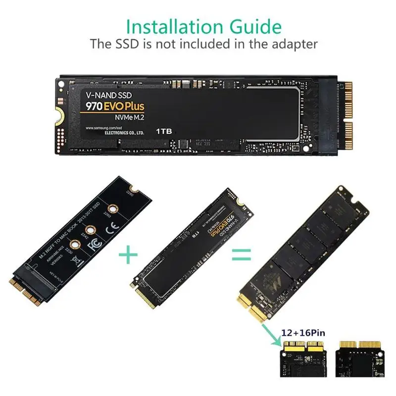 m 2 карта адаптера ssd nvme pcie m 2 nvm e на ssd для macboo