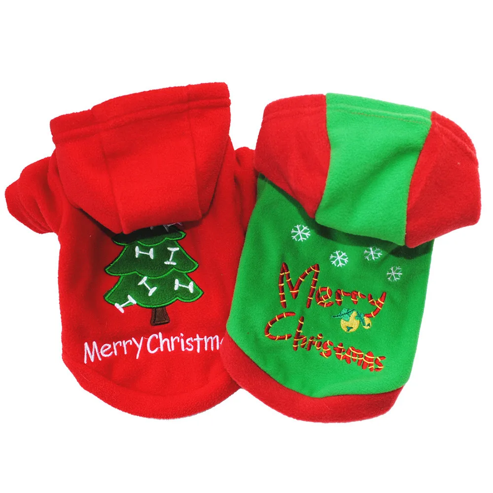 Рождественская Толстовка для собак и щенков свитер Флисовая теплая одежда