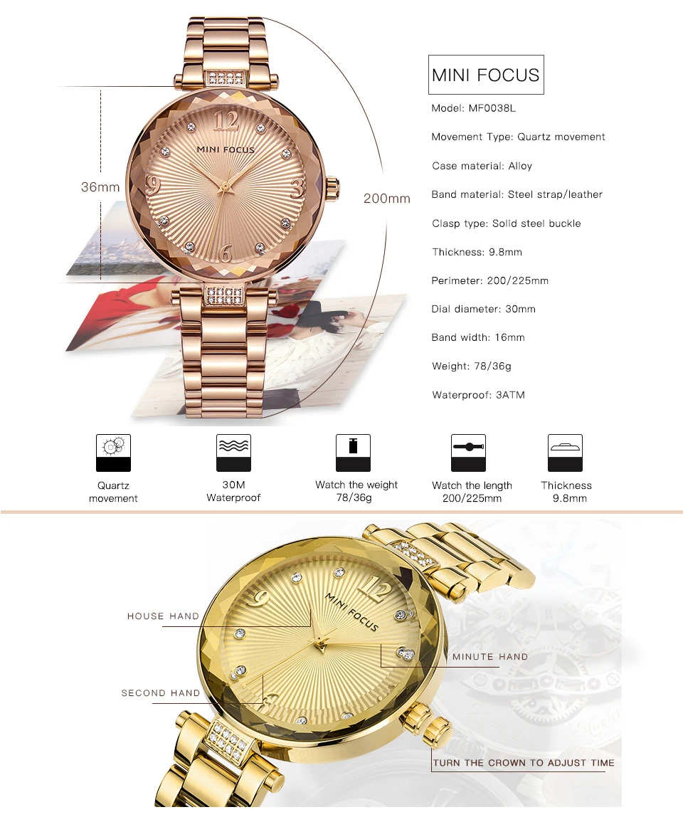 Часы наручные MINI FOCUS женские кварцевые брендовые Роскошные Аналоговые модные