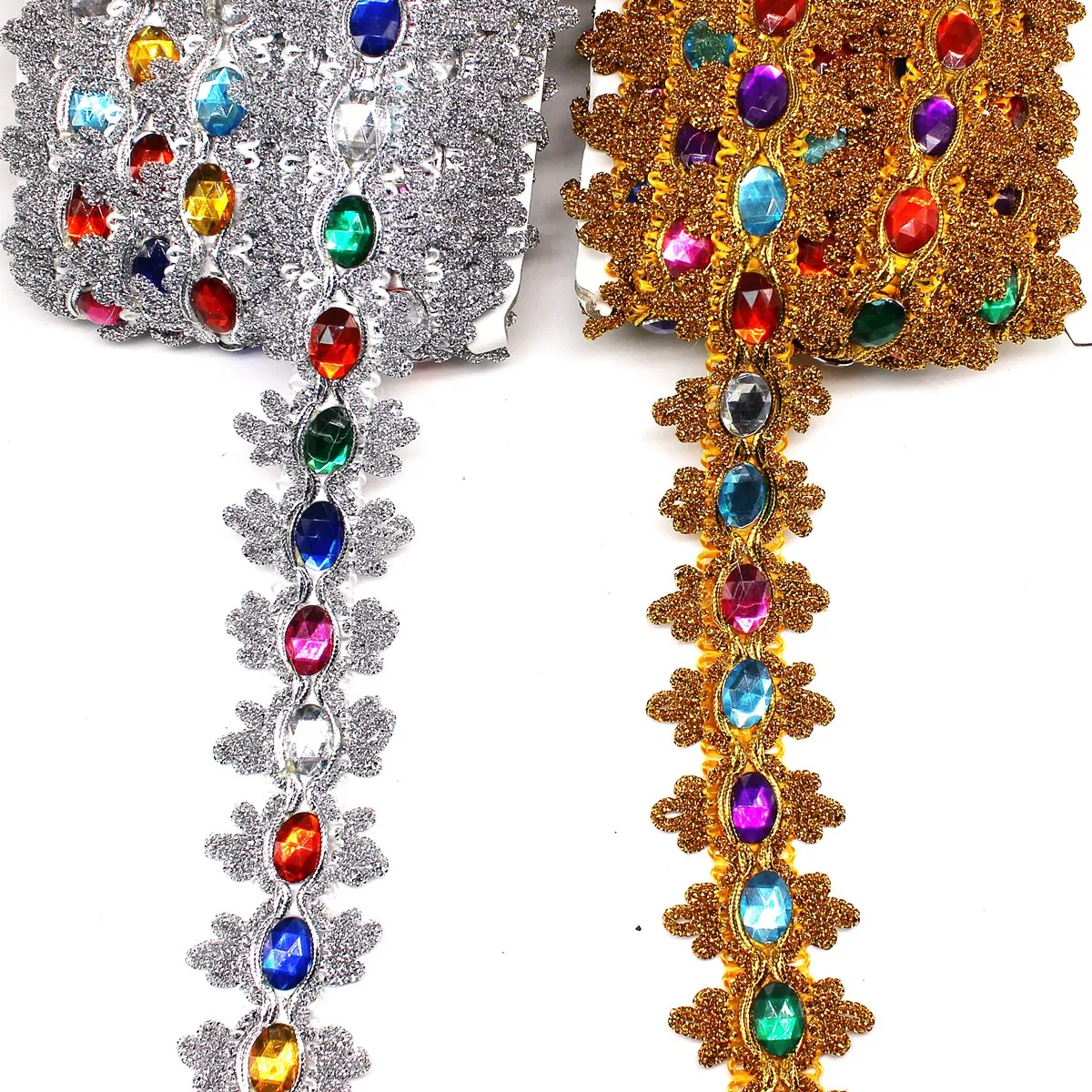 1 ярд кружево с кристаллами алмазная аппликация плетеная стразы лента 3D золотой