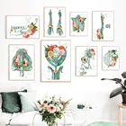 Абстрактная Картина на холсте в скандинавском стиле, настенные художественные плакаты с изображением скелета, мозга, стопы, позвоночника, современный декор для гостиной
