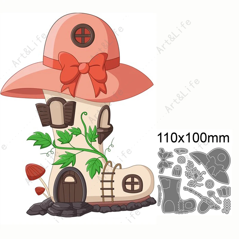 mushroom house butterfly hot popular new metal cutting stencils for making scrapbooking album festival cards embossing cut die free global shipping