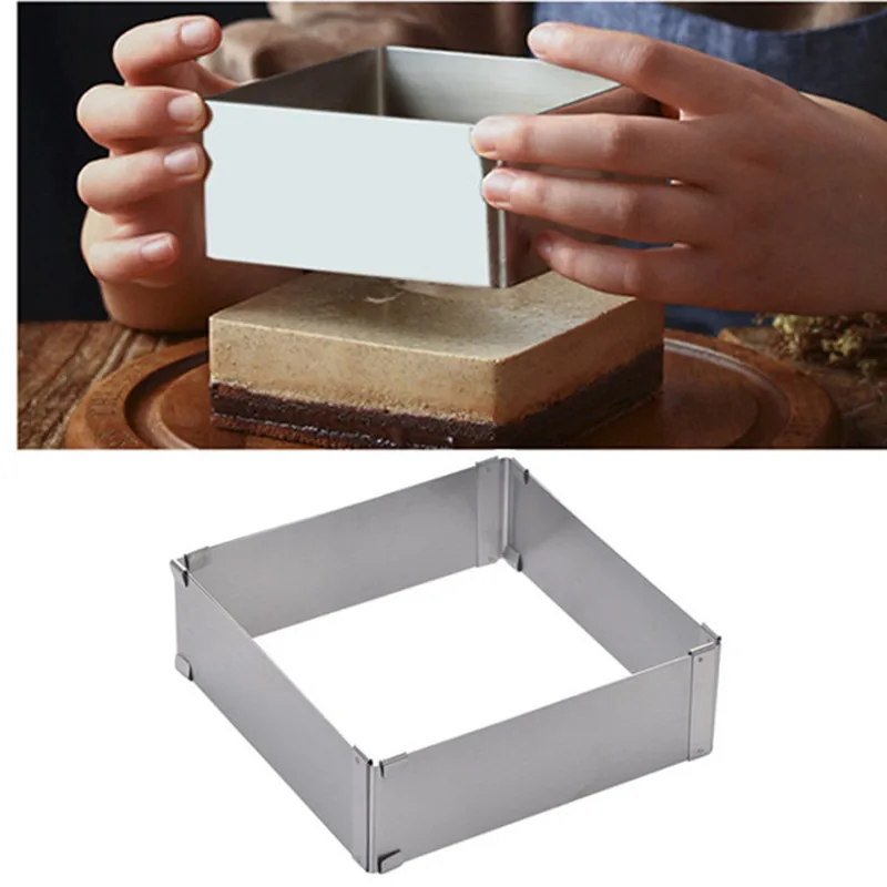 

1 шт. регулируемые квадратные формы для торта в форме кольца Мусса из нержавеющей стали, «сделай сам», формы для выпечки, инструменты для укр...
