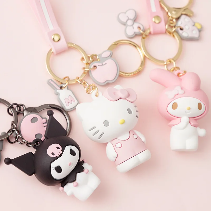 Anime Kuromied Keychain Cute Cartoon Cat Dog Pendant Holder Key Chain Car Mobile Phone Bag Hanging Jewelry Friend Gifts Keyring