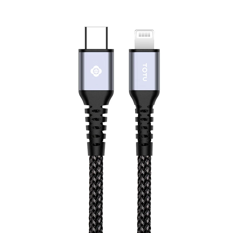 TOTU MFi 18 Вт PD USB C для осветительного кабеля для iPhone 11 Pro Max MacBook IPad Pro Быстрый зарядный кабель USB type C кабель для зарядного устройства данных - Цвет: Черный