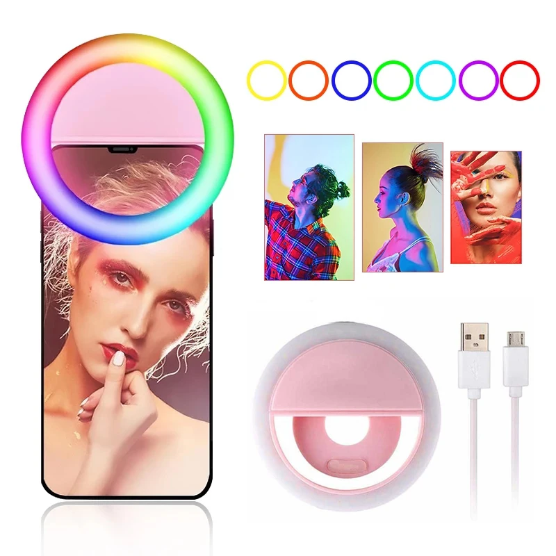 

Clip-on RGB мобильный телефон селфи заполняющий светильник Портативный 15-Цвет светильник ing фотографии кольцевой светильник для телефона фото ...